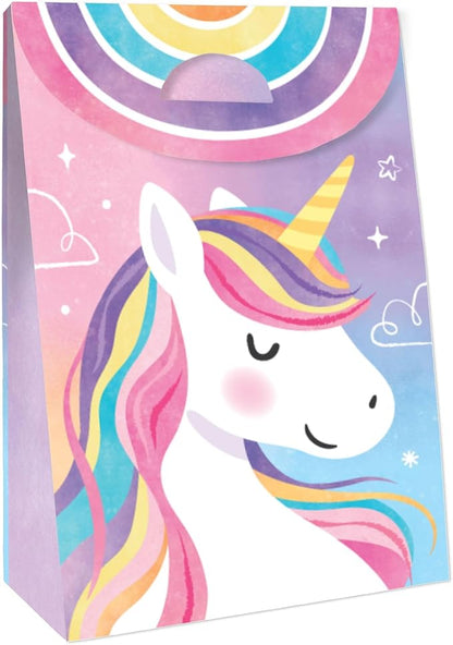 Big Dot of Happiness Unicorn Favor Boxes, Rainbow Happy Birthday Decorations, Magical Unicorn Party Goodie Gift Bags - Set of 12
