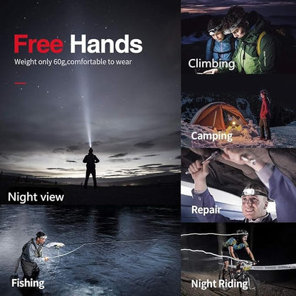 Rechargeable Headlamp 3 Pack, Ultra Bright 500 Lumen Head Lamp 5 Lighting Modes with Red Light, IPX4 Waterproof Adjustable Strap Headlamp Flashlight for Adult Emergency, Running, Camping, Cycling