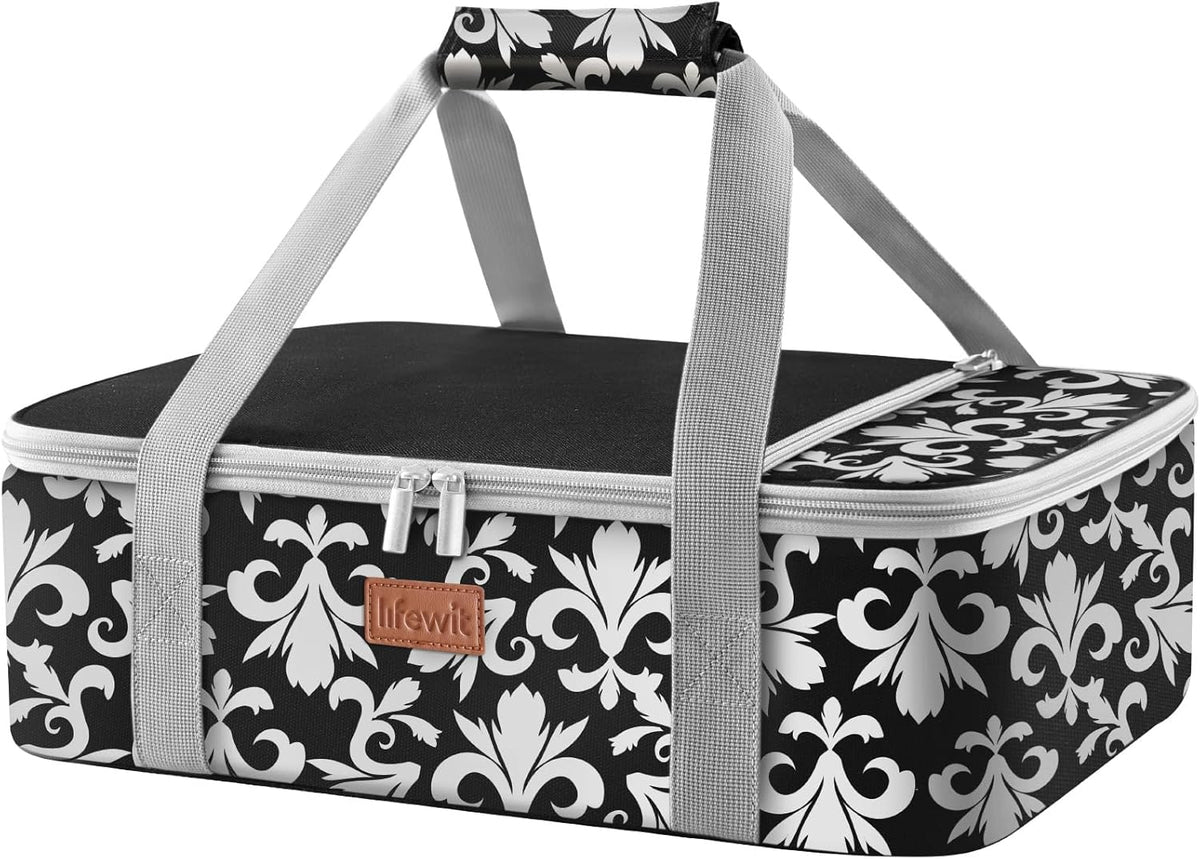 Lifewit Casserole Carrier for Hot or Cold Food, Insulated Casserole Baking Dish Bag Food Carrier, Lasagna Holder for Potluck/Parties/Picnic/Cookouts, Fits 9"x13" Baking Dish, Black