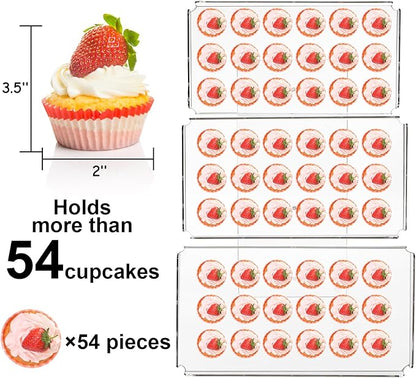 Clear Cupcake Stand, 3 Tiered Acrylic Dessert Table Display Set for 54 Cupcakes, Large Food Display Riser Serving Platter for Wedding, Party, Baby Shower, Buffet
