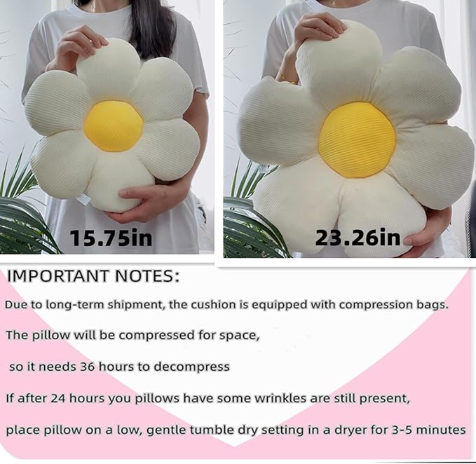 Flower Pillow Pink Throw Pillow Cute Daisy Decorative Pillow 15.75" Home Decorative Pillows for Bed, Sofa, Couch