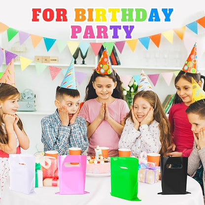 ANZNKU 100 PCS Black Party Favor Bags, Goodie Bags for Small Gifts, Easter Candy, Treats, Favors, Party Supplies Goody Bags for Kids Birthday, Wedding, Baby Shower (5.9x7.9 inch)