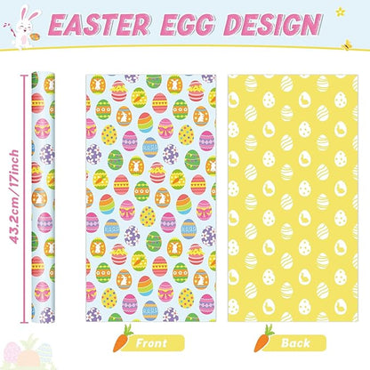 WERNNSAI Easter Wrapping Paper Roll - 1 Roll 17” x 33 ft Blue Easter Egg Wrapping Paper for Kids Large Gift Wrap for Spring Birthday Baby Shower DIY Craft Party Decor Cute Egg Wraps