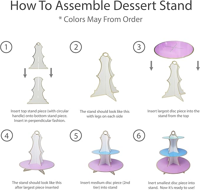 3-Tier Dessert & Cupcake Decorative Serving Tray Stand for Birthdays and All Themed Parties & Events, 2 Serving Towers Per Pack (Pink Ombre)