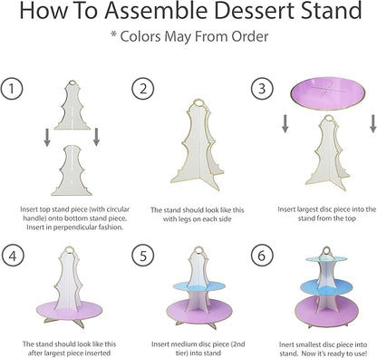 3-Tier Dessert & Cupcake Decorative Serving Tray Stand for Birthdays and All Themed Parties & Events, 2 Serving Towers Per Pack (Pink Ombre)