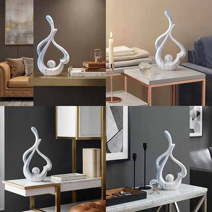 Blue Sculpture Home Decor, Dining Room Table Centerpiece, Ceramic Statue Table Decoration for Living Room, Abstract Sculpture Bookshelf tv Stand Entry Table Decor