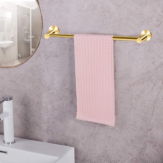 MGahyi Towel Racks for Bathroom-Adjustable Towel Holder(13.18inch-24inch) Sturdy and Rustproof Towel Bar Wall Mounted, Single Towel Bar Rod for Bathroom Accessories (Gold, 1Pack-Towel Bar)