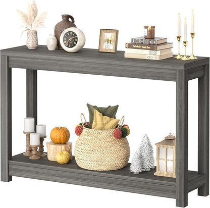 Besiost 47" Farmhouse Wood Entryway Table Narrow Console Table