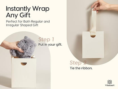 Vitalizart Paper Gift Bags With Ribbon Handles Set of 10 Cream White Bulk Reusable For Gift Wrap Girls Kids Birthday Bridal Shower Party Favors Goodie Bags Candy Christmas 5.91"x3.54"x7.28" Small Size
