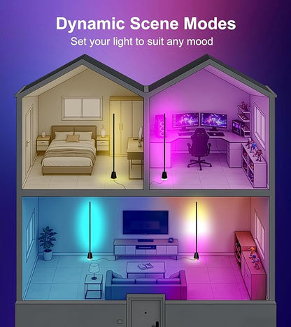 2PCS Corner Floor Lamp,Smart RGB LED Corner Lamp with App and Remote Control,16 Million Colors & 68+ Scene,Music Sync,Timer Setting,Ideal Standing Lamp for Living Rooms,Bedrooms,Gaming Rooms