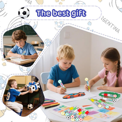 30Pcs Mini Multicolor Pens in One 4-in-1 Cute Pens Bulk for Kids, Ballpoint Pen for Birthdays and Children's Parties, Fun Gifts Assorted Ink Kawaii Pen(Soccer)