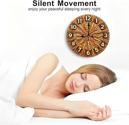 Rope Weave Sunburst Farmhouse Wooden Wall Clock 25cm*25cm