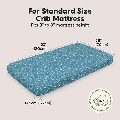 KeaBabies 2-Pack Baby Crib Sheets for Boys, Girls - 52x28 Viscose Derived from Bamboo Toddler Bed Sheets Neutral, Fitted Crib Mattress Cover for Standard Baby Bedding, Soft & Cozy (Dragon Tale)