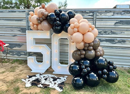 Black Brown Nude Balloon Garland Arch Kit 201Pcs Different Size Brown Balloon Garland for Rodeo Wild West Country Birthday Baby Shower Farm Fiesta Gender Reveal Party Western Theme Party Decor