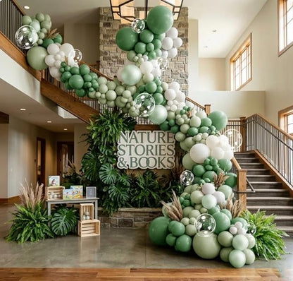 Green White Balloons Double Stuffed Dusty Green Bobo Pearl Balloon Arch Kit Latex Light Olive White Balloon Garland for Bridal Shower Birthday Baby Shower Wedding Anniversary Baptism Decor