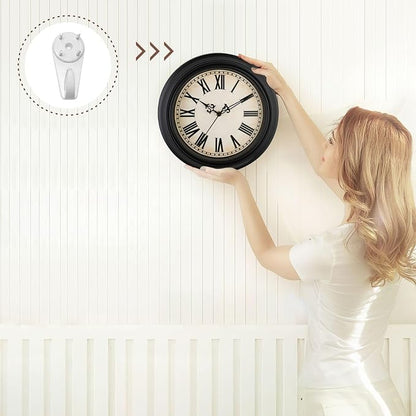 Plumeet Retro Wall Clock, 12'' Non Ticking Classic Silent Vintage Wall Clocks Decorative Kitchen Living Room Bedroom, Roman Numerals, Battery Operated, Black