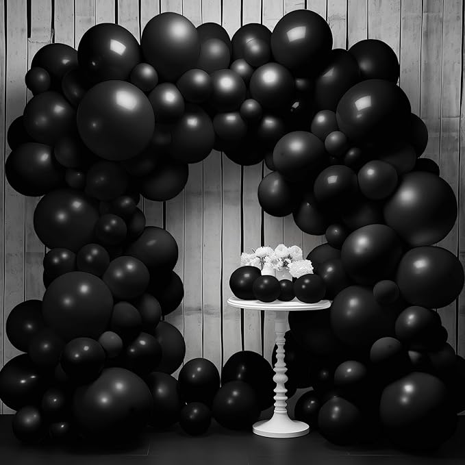 Katchon, Black Balloon Arch Kit - 120 Pcs, | Party Balloons Different Sizes 18, 12, 10, 5 Inches | Metallic Balloons for Black Party Decorations, Anniversary, Bachelorette, New Years Decorations 2026