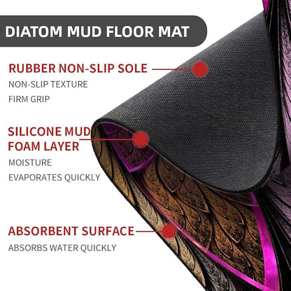 Diatomaceous Earth Bath Mat,Colorful Fractal Glass Flowers Non-Slip Volume Super Absorbent Fast Drying for Bathroom Kitchen Door mat,Eco-Friendly Easy to Clean 20×31Inch (50 * 80cm)