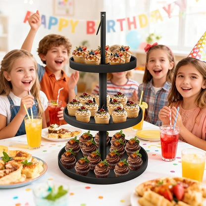 Cupcake Stand for 50 Cupcakes,Cupcake Stand 2 PACK Metal 3 Tier Cupcake Tower Black Tiered Tray Stand Cupcake Holder Stand Cake Stand Serving Trays Dessert Stands with Handle for Party