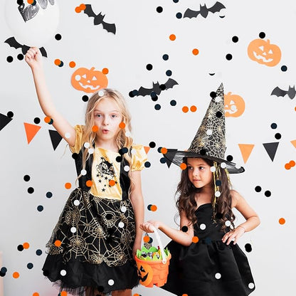 Halloween Table Confetti - 1 inch Paper Confetti in Black, Orange & White for Decorations - 1.75oz