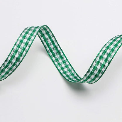 Ribbli Forest Green and White Gingham Ribbon,100% Polyester Woven Edge,3/8 Inch x 10 Yard,Plaid Ribbon Use for Gift Wrapping,Party Decoration