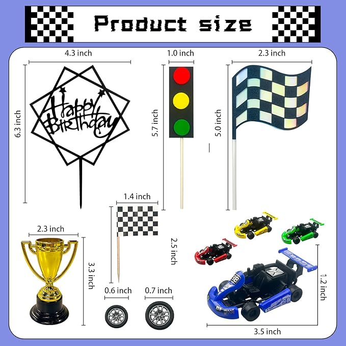 MEMOVAN Racing Car Cake Decorations 23pcs Racing Car Cake Topper Birthday Cake Decoration for Boy's Kids Racing Car Theme Birthday Supplies Party Favors