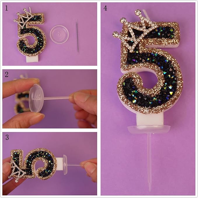 Saododku Birthday Candles for Cake, 0123456789 Number Candles for Birthday Cakes with Sparklers, 3.15" Large Cake Candles for Baby Girl/Boy Birthday, or Wedding Party Decorations(4#)