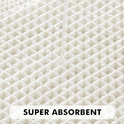 MIULEE Set of 2 Waffle Bathroom Rugs, Boho Bath Rug Super Absorbent, Non Slip Washable Ultra Soft Rubber Backed Shower Bath Mats for Floor, Tub, Shower, Looped Design, White, 17"x24"+18"x30"