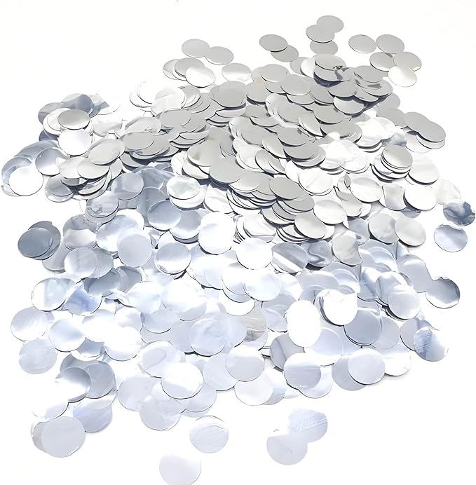 Silver Metallic Foil Confetti 8000 Pcs Shiny Round Table Confetti for Fill Balloon Wedding Graduation Party Decorations,60g of pack