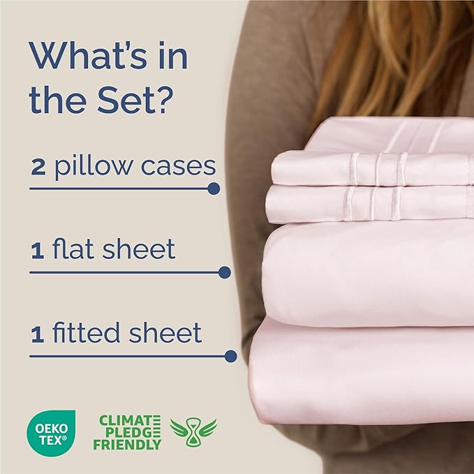 King Size 4 Piece Sheet Set - Comfy Breathable & Cooling Bed Sheets Set - Hotel Luxury Bedding for Women, Men, Kids, Teens, Boys & Girls - Deep Pockets, Soft, Wrinkle Free - Oeko-Tex - Lavender Pink