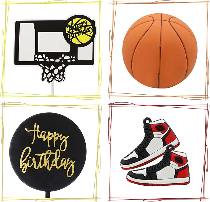 Basketball Cake Toppers 21pcs Basketball Theme Cake Decorations for Sports Basketballs NBA March Madness Jordan Party Supplies