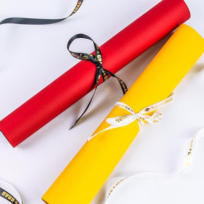 2 Rolls 50 Yards Graduation Ribbon 3/8 Inch Wide, Congrats Grad Gold Satin Ribbon for Gift Wrapping Class of 2026 Graduation Party Decorations DIY Crafts