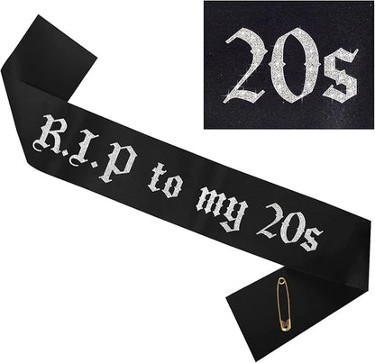 WANGDEFA R.I.P to My 20s Sash RIP to My 20s Birthday Sash for Girl for 30 th Birthday Girl Funeral for Youth 30th Decorations