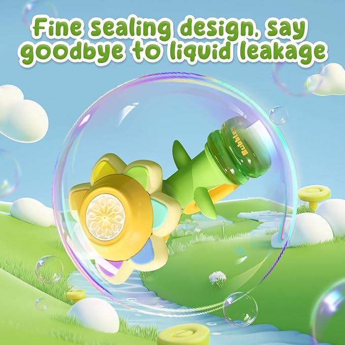 Sunflower Bubble Machine for Kids, Automatic Bubble Gun with Colorful Lights, Handheld Flower Bubble Toy for Toddlers, 25,000+ Bubbles, 3 Modes, Outdoor Bubble Blower, Easter, Wedding，Birthday Gift