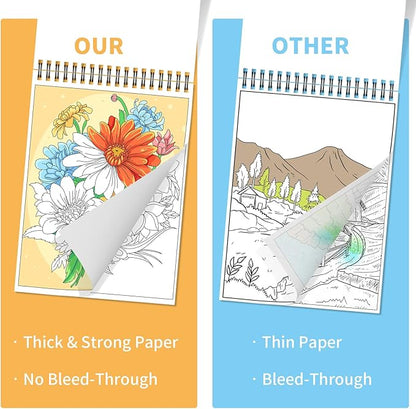 Kalysky Easy and Cozy Adult Coloring Book Set, 3 Stress Relief Coloring Books for Adults Relaxation, Flower Inspirational Quotes Coloring Books