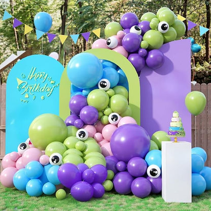 Blue Purple Balloons Arch for Kids Theme Party Decorations, Blue and Purple Balloons Garland Kit, Pink Green Latex Balloon for Boys Theme Birthday Baby Shower Party Decorations