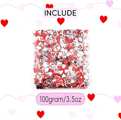 Heart Confetti, Valentine's Day Heart Table Confetti Metallic Foil Sequins, 3.53oz