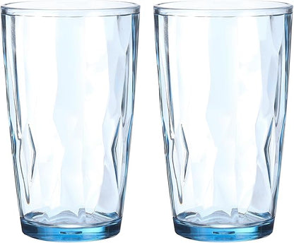 uxcell 17oz Acrylic Drinking Glasses, 2Pcs Plastic Reusable Tumblers Drinkware Unbreakable Water Glasses Cups Stackable & Dishwasher Safe for Home Outdoors Restaurant, Sky Blue