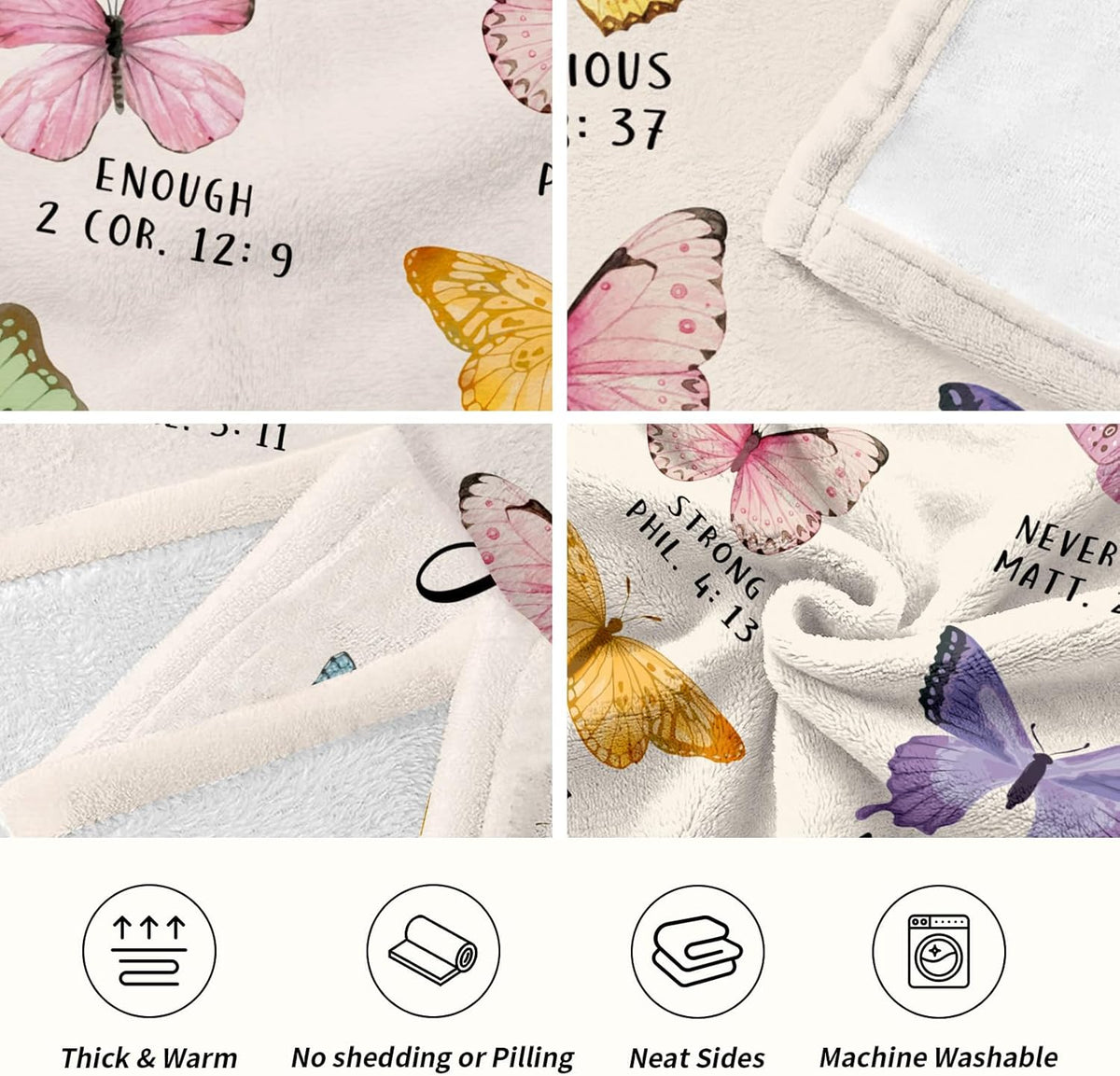 Christian Gifts for Women Faith, Flannel Soft Butterfly Blanket Decor, Butterfly Gifts for Women on Mothers Day Birthday Christmas, Spiritual Bible Verse Scripture Prayer Blanket