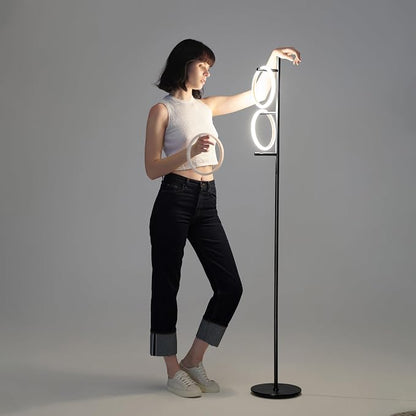 Brightech Saturn LED Tree Floor Lamp - Unique Design Matches Modern and Contemporary Decor - 3 Light Standing Pole Lamp- Tall Light for Living Room, Bedroom, and Office - Black