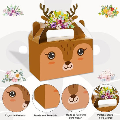 Tevxj 24 Pieces Woodland Animals Party Favors Boxes Woodland Treat Bags for Baby Shower Forest Animal Birthday Favors Candy Goodies Gift Bags for Kids Birthday Decorations Supplies 6 x 3 x 3.5 Inches