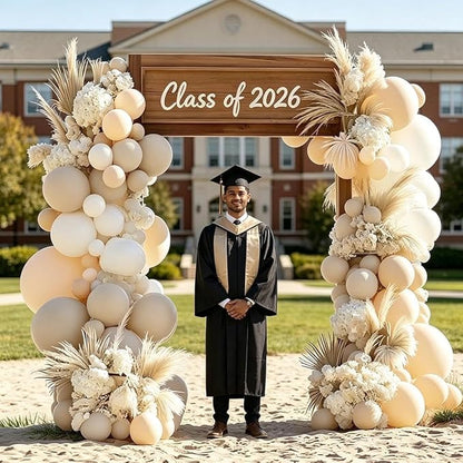 White Balloon Arch Double Stuffed White Sand Cream Beige Balloon Garland Kit Blush Nude Balloons for Neutral Baby Shower Gender Reveal Bridal Birthday Wedding Baptism Graduation Party Decorations