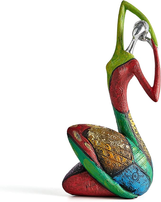 Octdays Art Yoga Female Sculpture Figurines, Abstract Woman Statue for Home Decor, Colorful Decorations for Living Room Shelf Office Cabinet Accents - B