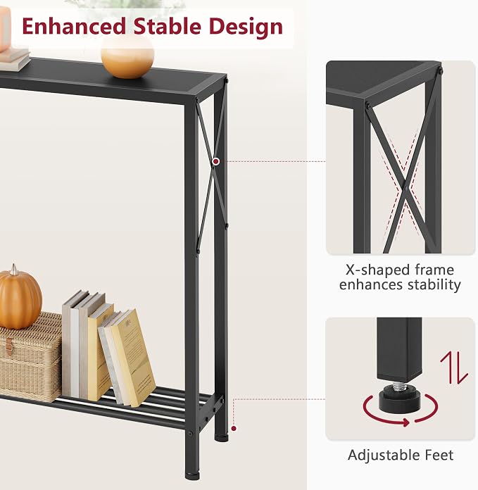 Tajsoon 2 Pack Console Table, 2 Tier Small Hallway Table, Narrow Sofa Table