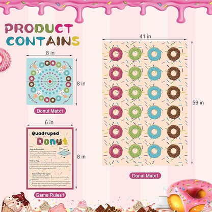Drydiet Donut Party Game with 59 x 41 Inches Donut Mat Spinner Quadruped Piñata Decorations Candy Spa Party Game Sleepover Girls