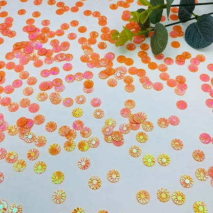 2000PCS 9mm Daisy PVC Confetti Flower Table Confetti for DIY Mold Art Bridal Baby Shower Engagement Wedding Birthday Party Decorations (Orange)