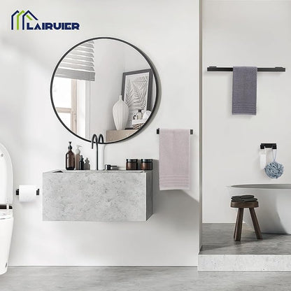 Matte Black Bathroom Hardware Set, 4-Piece Bath Towel Bar Set SUS304 Stainless Steel Towel Rack Set for Bathroom, 23.6 inches Bathroom Towel Holder Set Wall Mounted