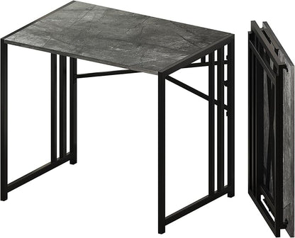 Lutown-Teen Small Folding Computer Desk 32 inch, Writing Gaming Computer Desk for Small Spaces, No Assembly Required Office Desk, Grey