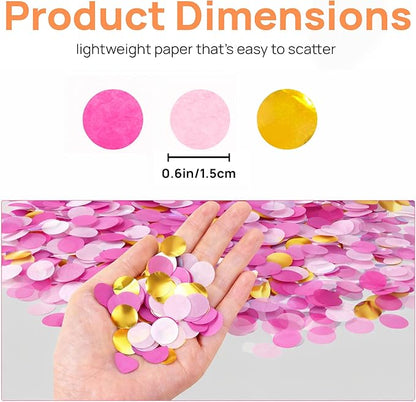 JOYIT Pink & Gold Confetti 3.5 oz – Vibrant Tissue Paper Circles for Birthdays, Baby Showers, Weddings & Bachelorette Parties | Perfect for Table Decor, Balloon Stuffers & Photo Backdrops