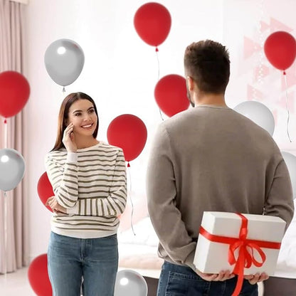 Red White Silver Balloon Garland Kit - 122PCS Red White Balloons Red Silver Balloons for Birthday Wedding Anniversary Bridal Shower Bride To Be Graduation Party Decorations